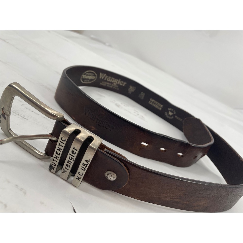 Wrangler Men's Belt Western Brown Genuine Leather Size 36
